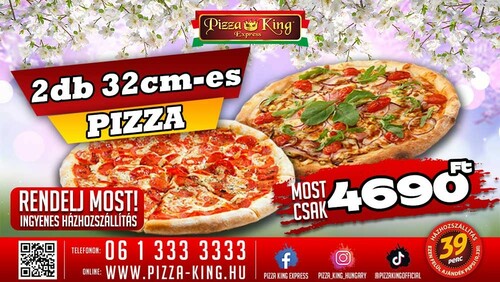 Pizza King 4 - 2db 32cm pizza akció - Szuper ajánlat - Online order